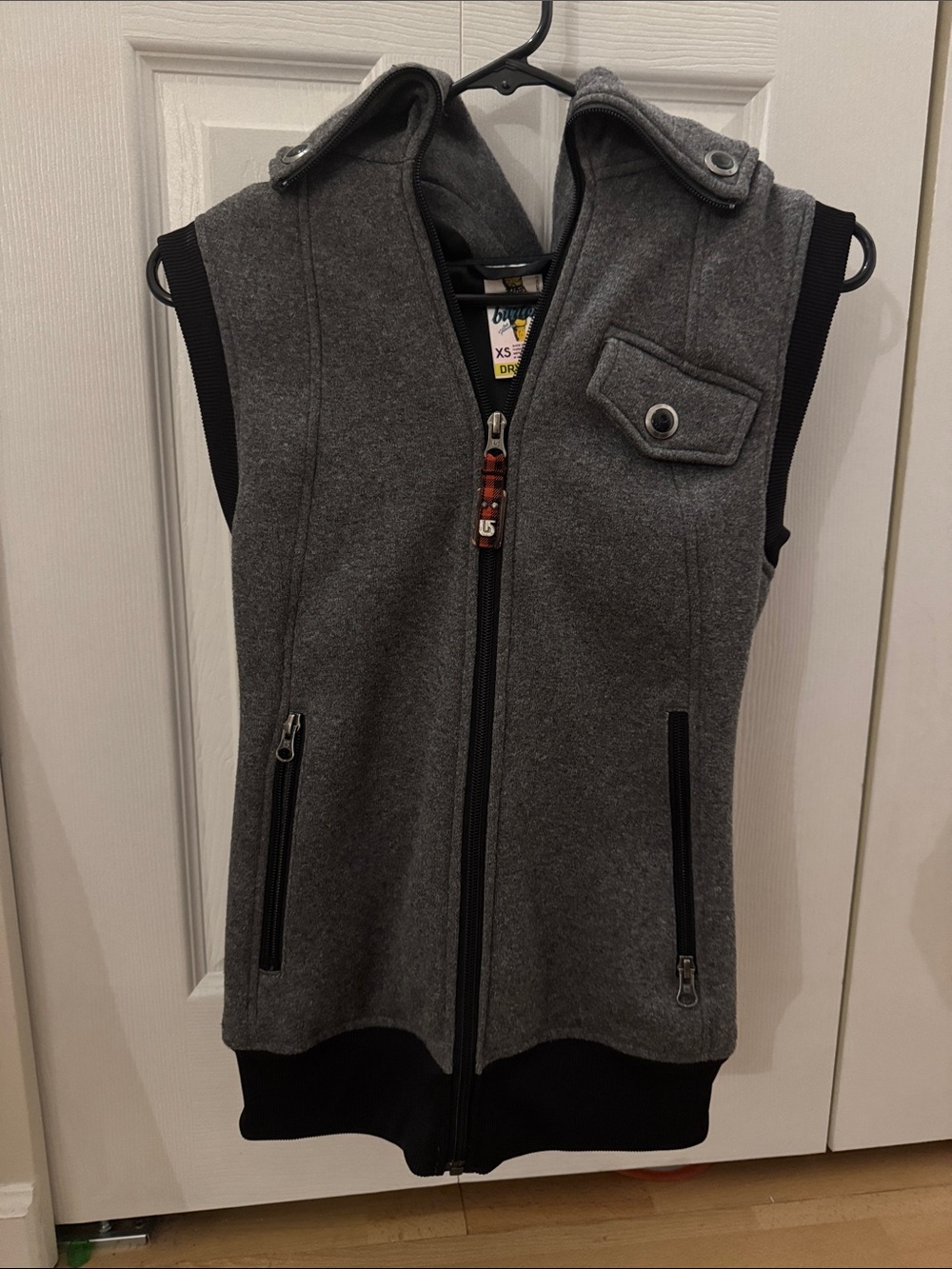 Burton Dark Gray Sleeveless Hooded Zip Vest